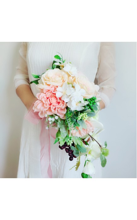 Classic Cascade Silk Flower Bridal Bouquets (Sold in a single piece) - Bridal Bouquets