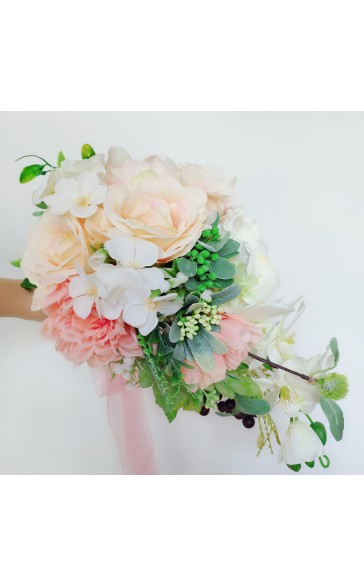 Classic Cascade Silk Flower Bridal Bouquets (Sold in a single piece) - Bridal Bouquets