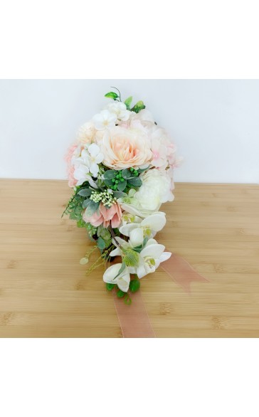 Classic Cascade Silk Flower Bridal Bouquets (Sold in a single piece) - Bridal Bouquets