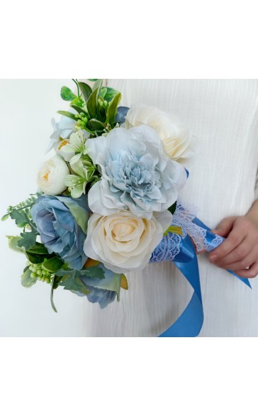 Classic Round Silk Flower Bridal Bouquets (Sold in a single piece) - Bridal Bouquets