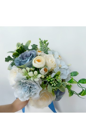 Classic Round Silk Flower Bridal Bouquets (Sold in a single piece) - Bridal Bouquets