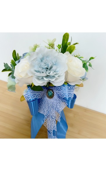 Classic Round Silk Flower Bridal Bouquets (Sold in a single piece) - Bridal Bouquets