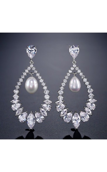 Elegant Alloy With Irregular Cubic Zirconia Earrings