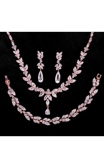 Ladies' Beautiful Alloy With Irregular Cubic Zirconia Jewelry Sets For Her