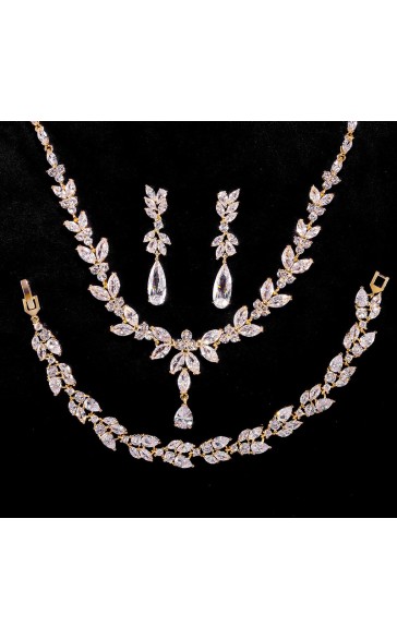 Ladies' Beautiful Alloy With Irregular Cubic Zirconia Jewelry Sets For Her