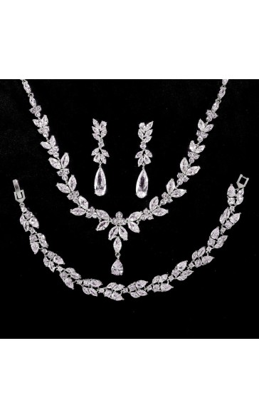 Ladies' Beautiful Alloy With Irregular Cubic Zirconia Jewelry Sets For Her