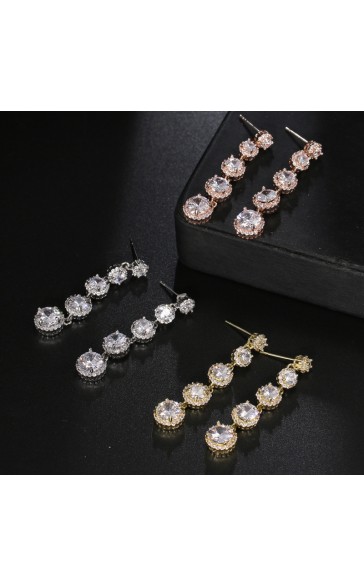 Ladies' Beautiful Alloy With Irregular Cubic Zirconia Earrings