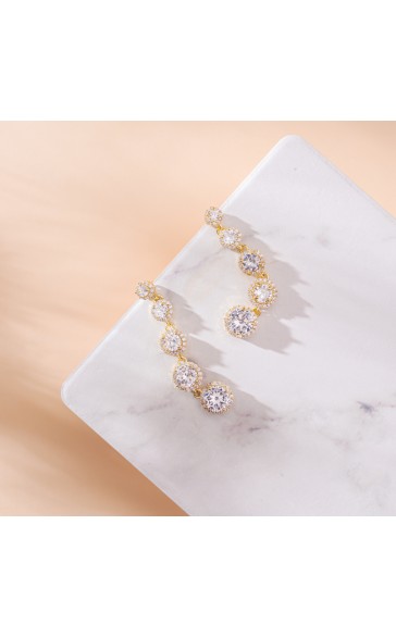 Ladies' Beautiful Alloy With Irregular Cubic Zirconia Earrings