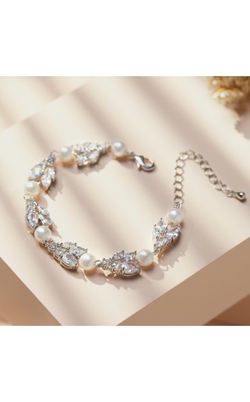 Ladies' Pretty Alloy With Irregular Cubic Zirconia Bracelets