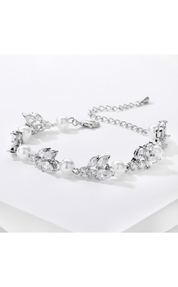 Ladies' Pretty Alloy With Irregular Cubic Zirconia Bracelets