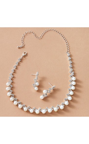 Ladies'/Couples' Elegant/Fashionable/Classic Alloy With Irregular Pearl/Cubic Zirconia Jewelry Sets For Her