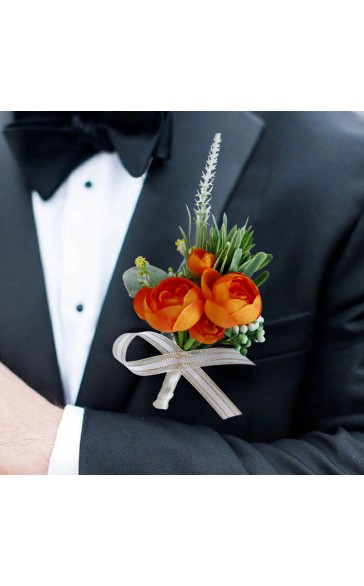 Pretty/Fancy/Fascinating/Graceful Free-Form Silk Flower Boutonniere -