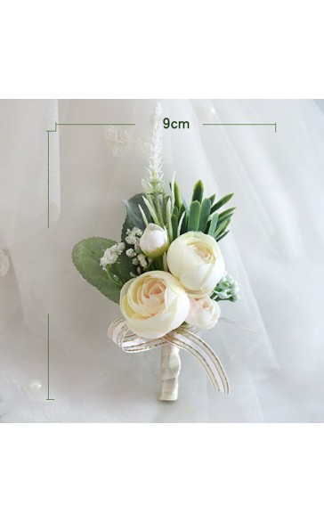 Pretty/Fancy/Fascinating/Graceful Free-Form Silk Flower Boutonniere -