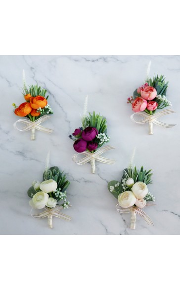 Pretty/Fancy/Fascinating/Graceful Free-Form Silk Flower Boutonniere -