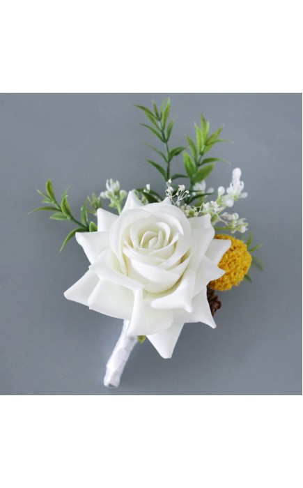 Pretty/Fancy/Fascinating/Graceful Free-Form Silk Flower Boutonniere -