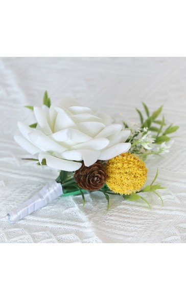 Pretty/Fancy/Fascinating/Graceful Free-Form Silk Flower Boutonniere -