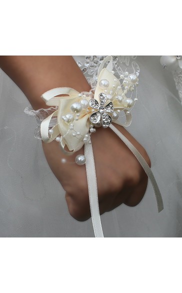 Pretty/Fancy/Fascinating/Graceful Free-Form Satin Wrist Corsage -