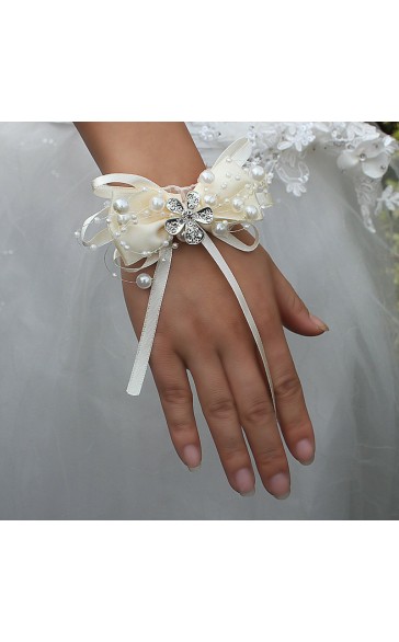 Pretty/Fancy/Fascinating/Graceful Free-Form Satin Wrist Corsage -