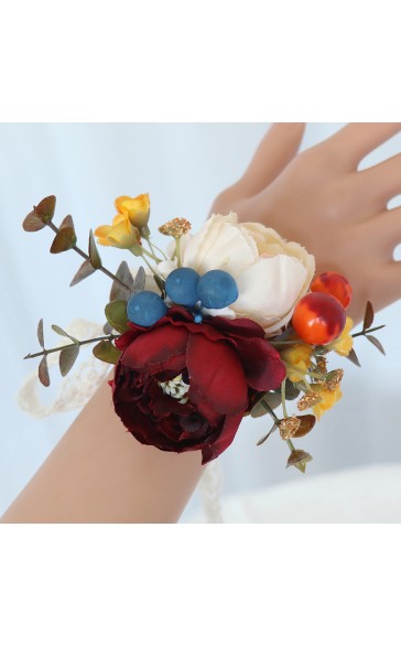 Pretty/Fancy/Fascinating/Graceful Free-Form Silk Flower Wrist Corsage/Boutonniere/Wedding Bouquet sets -