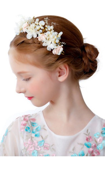 Flower Girl Alloy/Imitation Pearls Tiaras With Rhinestones/Applique/Faux Pearl