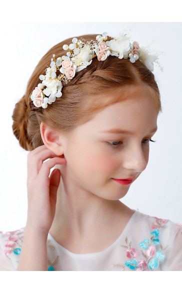 Flower Girl Alloy/Imitation Pearls Tiaras With Rhinestones/Applique/Faux Pearl