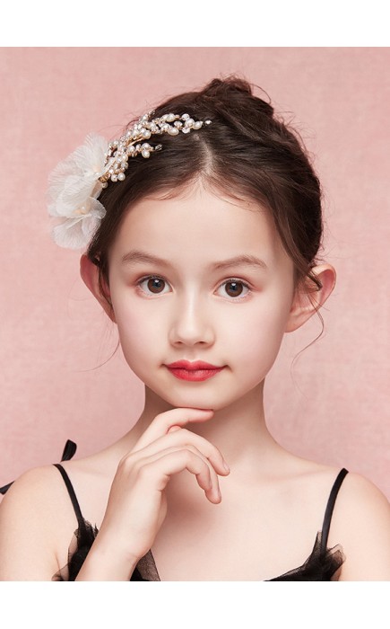 Flower Girl Tulle/Alloy/Imitation Pearls Tiaras With Flower/Pearl/Imitation Rhinestone