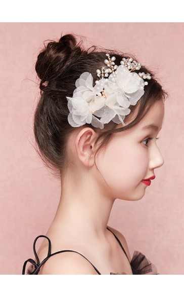 Flower Girl Tulle/Alloy/Imitation Pearls Tiaras With Flower/Pearl/Imitation Rhinestone