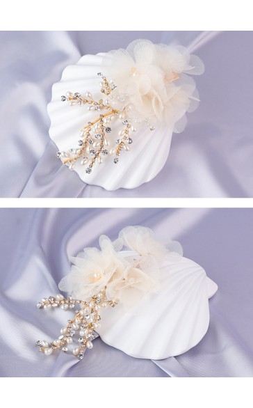 Flower Girl Tulle/Alloy/Imitation Pearls Tiaras With Flower/Pearl/Imitation Rhinestone