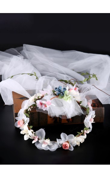 Flower Girl Alloy/Artificial Flower Tiaras With Lace/Flower