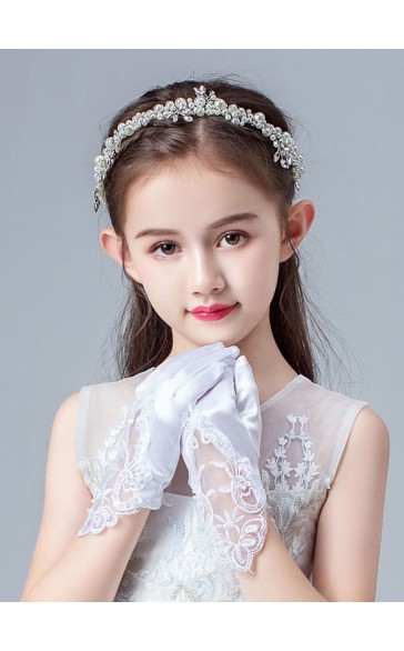 Flower Girl Elastic Satin/Lace With Lace