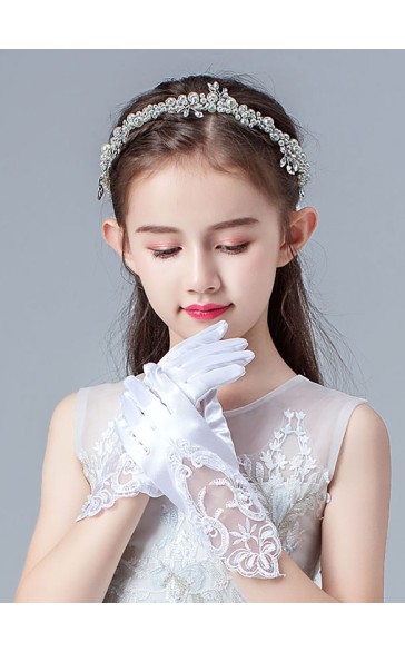 Flower Girl Elastic Satin/Lace With Lace