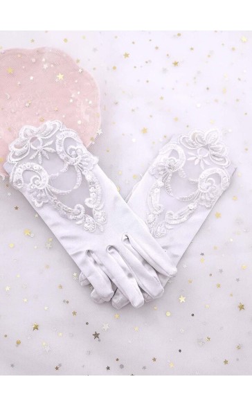 Flower Girl Elastic Satin/Lace With Lace