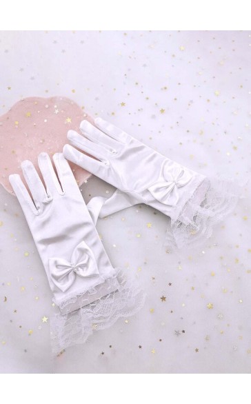 Flower Girl Elastic Satin/Lace With Lace