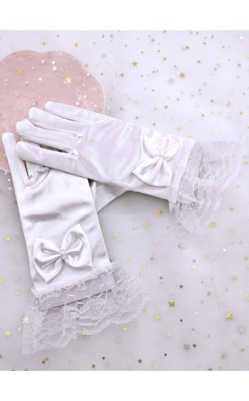 Flower Girl Elastic Satin/Lace With Lace