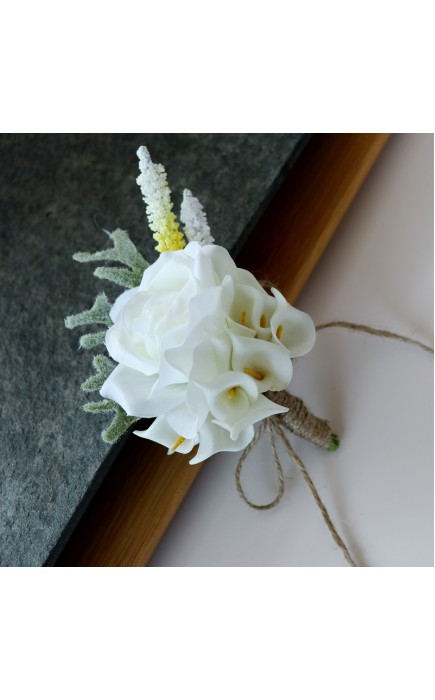 Elegant Free-Form Silk Flower Boutonniere - Boutonniere