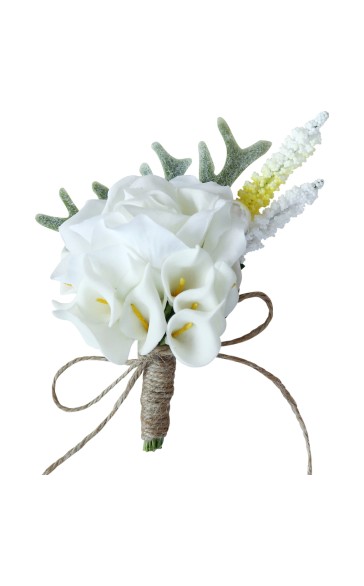 Elegant Free-Form Silk Flower Boutonniere - Boutonniere