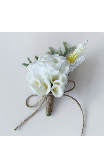 Elegant Free-Form Silk Flower Boutonniere - Boutonniere