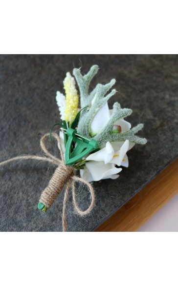 Elegant Free-Form Silk Flower Boutonniere - Boutonniere