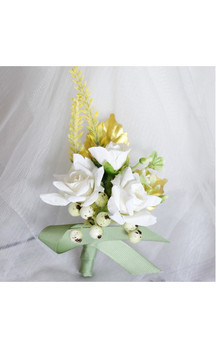 Elegant Free-Form Silk Flower Boutonniere - Boutonniere