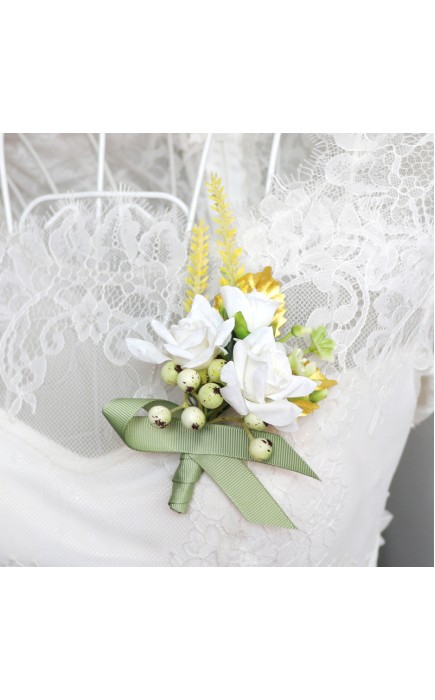 Elegant Free-Form Silk Flower Boutonniere - Boutonniere