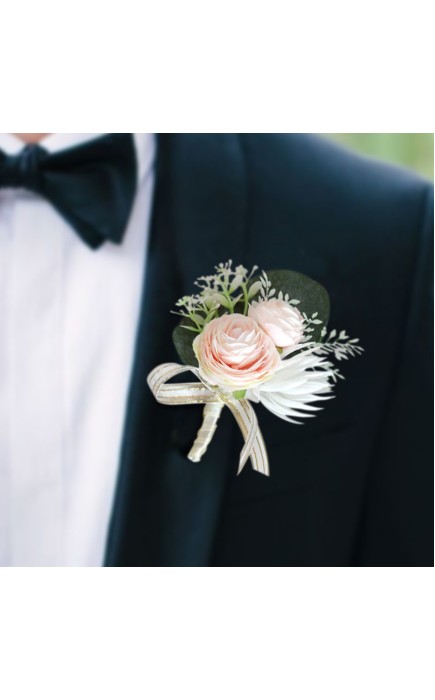 Elegant/Fascinating Free-Form Silk Flower Boutonniere - Boutonniere