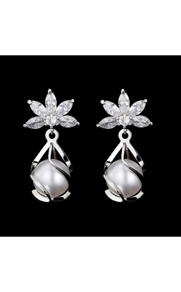 Ladies' Gorgeous/Exquisite/Fancy Alloy With Irregular Cubic Zirconia Earrings