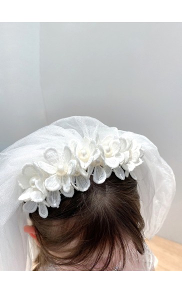 Flower Girl Polyester/Lace Tiaras With Applique/Pearl/Petals