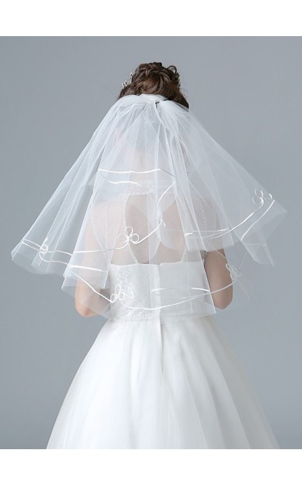 Flower Girl Tulle Veils With Ribbon