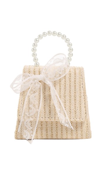 Flower Girl Polyester/Imitation Pearls Handbag With Ribbon/Faux Pearl