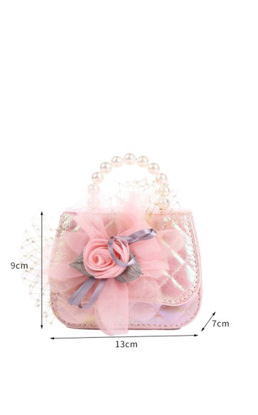 Flower Girl Polyester/PU/Imitation Pearls Handbag With Imitation Pearls/Flower/Ribbon