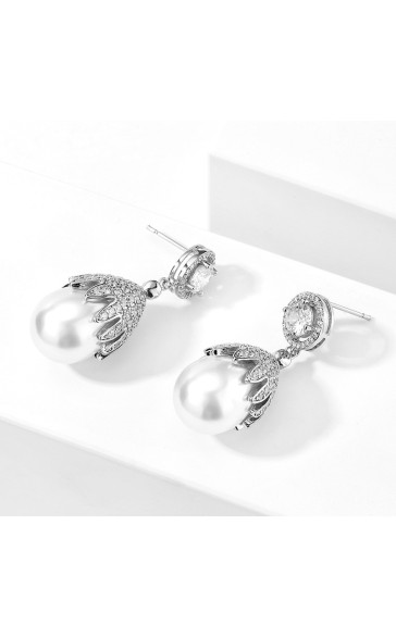 Ladies'/Couples' Elegant/Beautiful/Fashionable/Classic/Simple Alloy With Oval Pearl Earrings