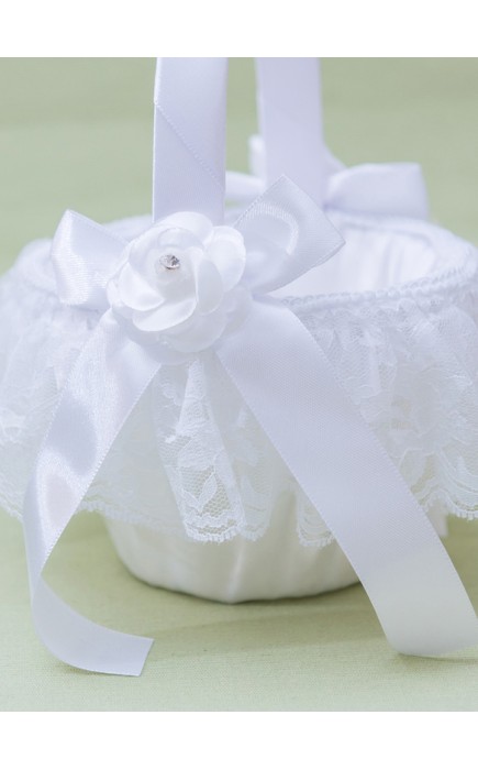 Flower Girl Silk/Lace Flower Basket With Lace