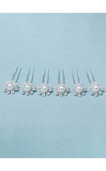 Flower Girl Alloy/Imitation Pearls Tiaras With Crystal/Faux Pearl (Set of 6)