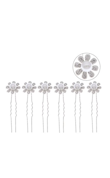 Flower Girl Alloy/Imitation Pearls Tiaras With Crystal/Faux Pearl (Set of 6)